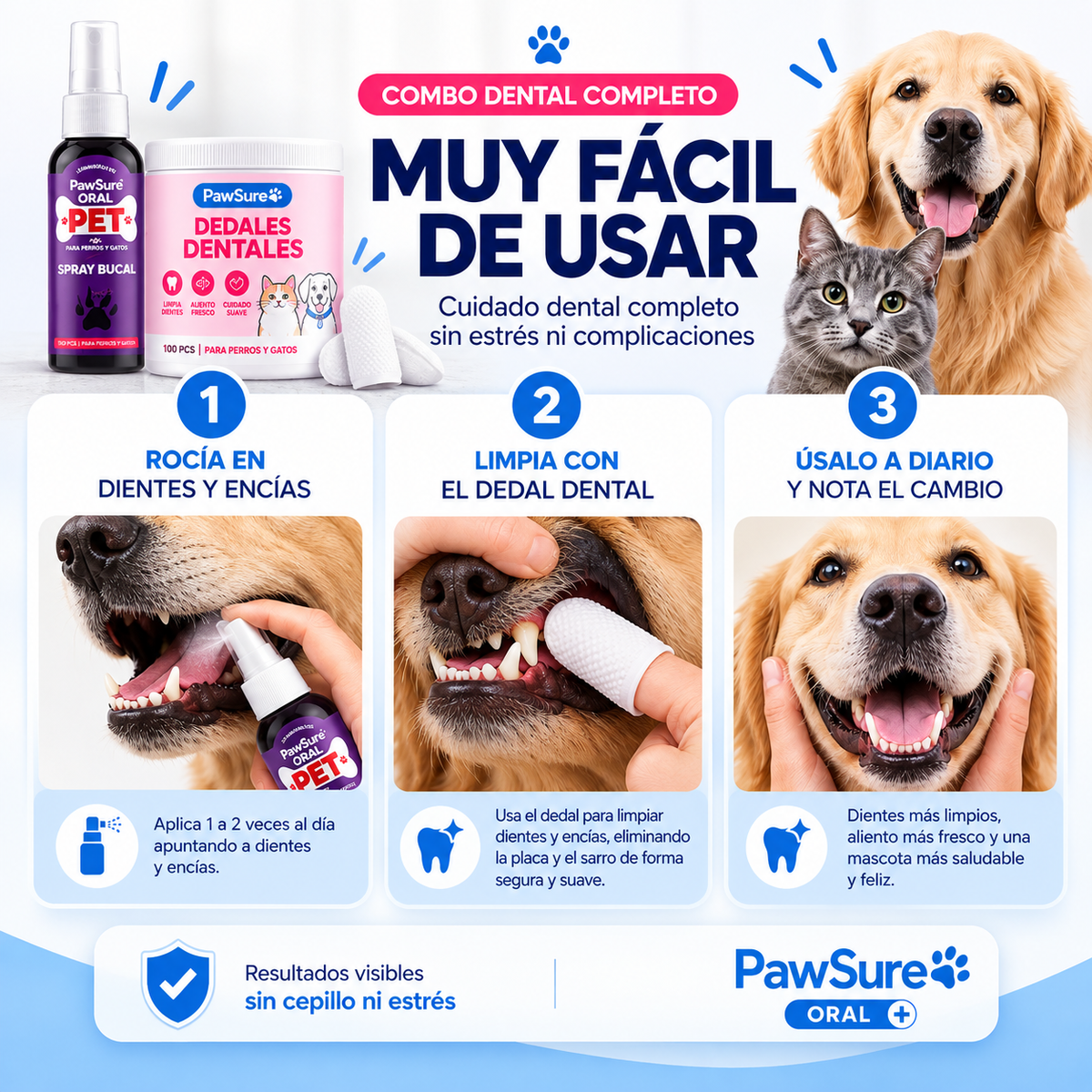 COMBO SONRISA SALUDABLE - Pawsure® Oral Pet  + Dedales Dentales