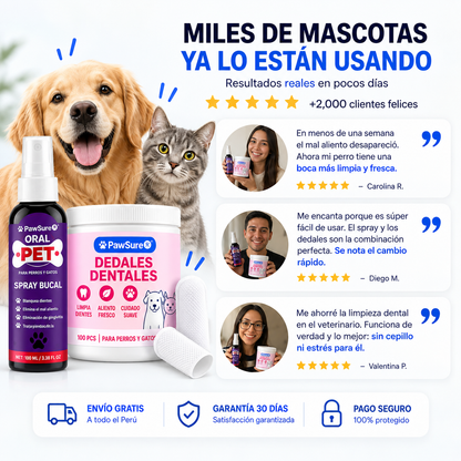 COMBO SONRISA SALUDABLE - Pawsure® Oral Pet  + Dedales Dentales
