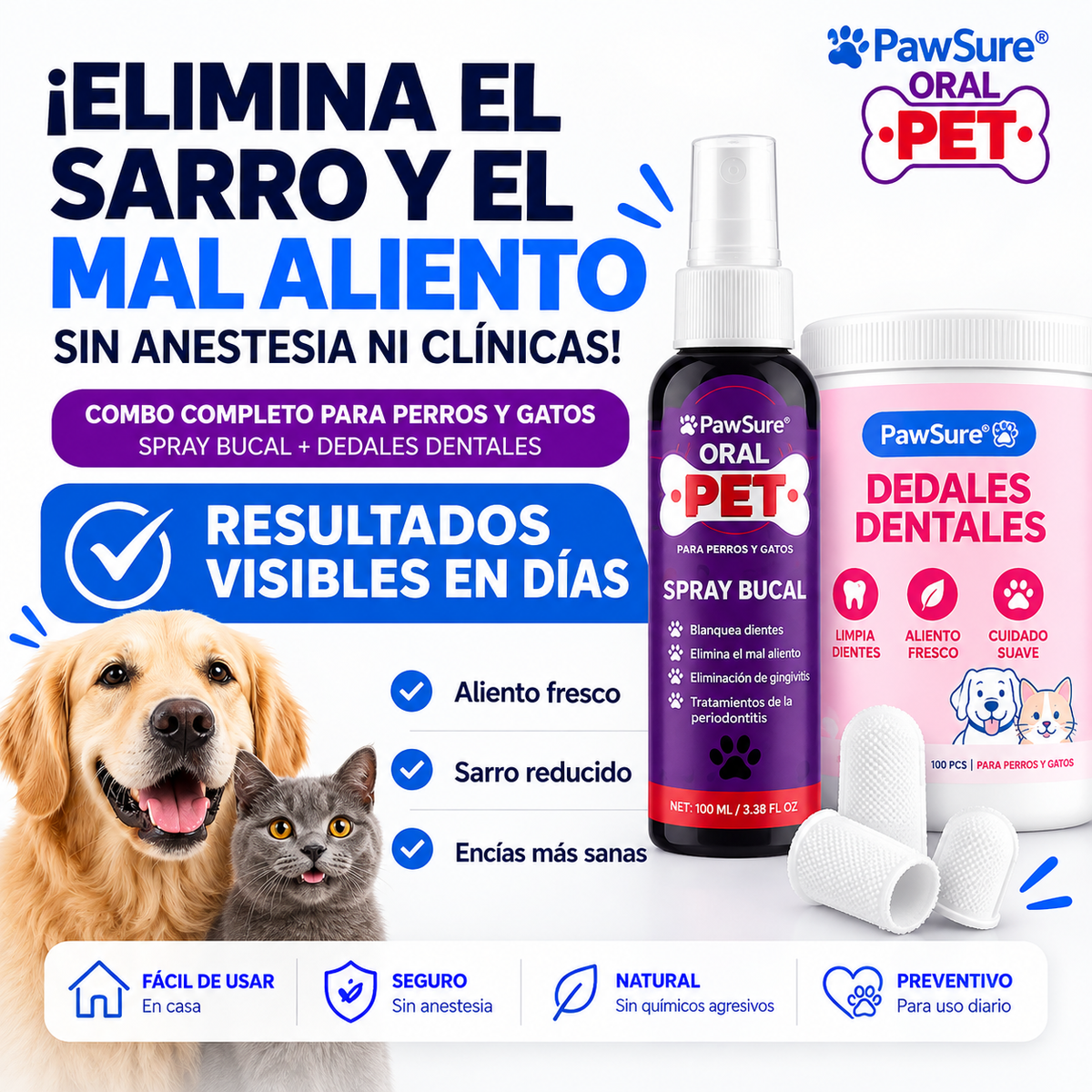 COMBO SONRISA SALUDABLE - Pawsure® Oral Pet  + Dedales Dentales