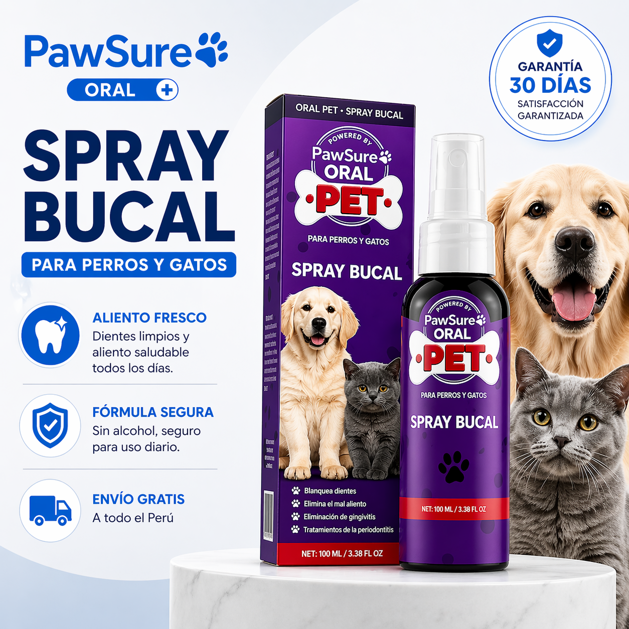 Pawsure® Oral Pet - Spray Dental para mascotas