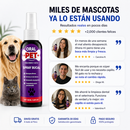 Pawsure® Oral Pet - Spray Dental para mascotas