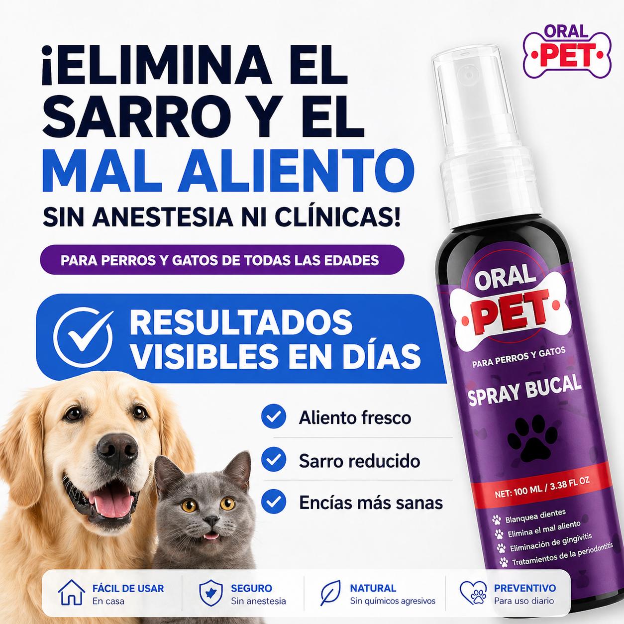Pawsure® Oral Pet - Spray Dental para mascotas